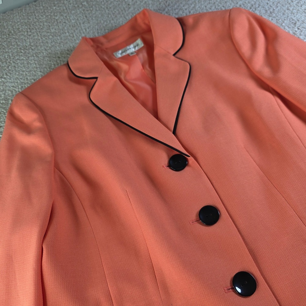 Evan-Picone Blazer 18 Coral Black Trim Career Polyester Structured Peach NEW